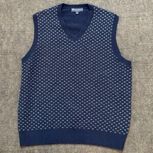 Brooks Brothers Extra Fine Italian Merino Wool Sweater Vest Navy Blue Men's L
